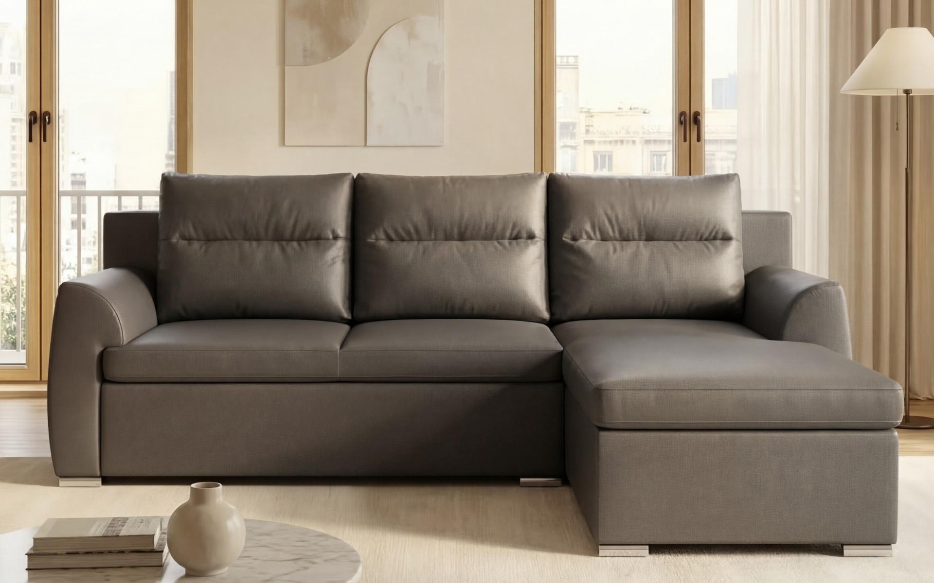 Extendable corner sofa Nolan, grey brown  1